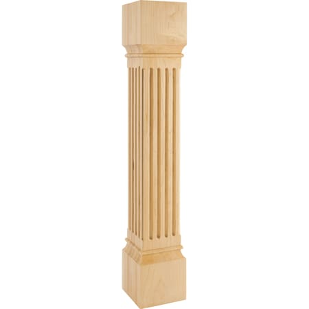 6 Wx6Dx35-1/2H Rubberwood Fluted Post